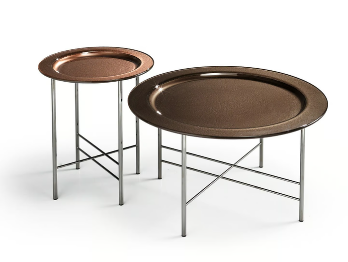 EN - Round glass coffee table with metal base _ Fiam Italia